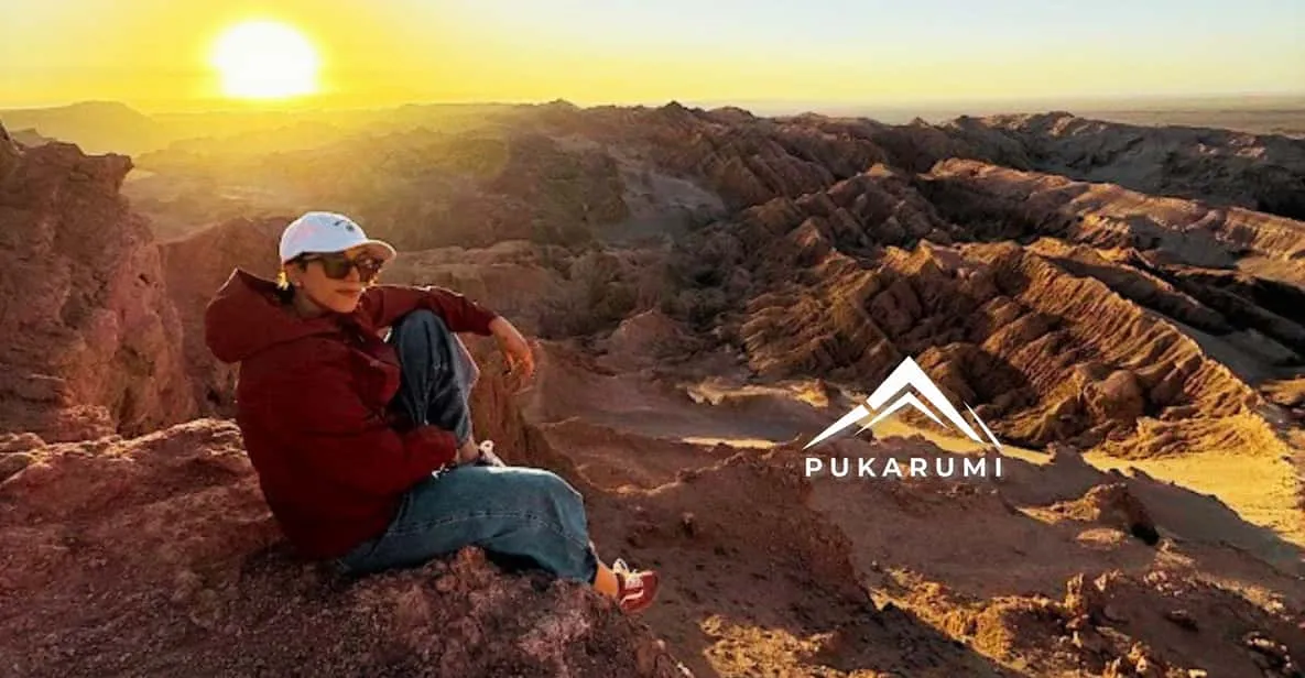 Sunset over the salt ridges of Valle de la Luna on an Atacama Desert tour from San Pedro de Atacama, Chile